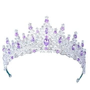 Shinning Bridal Crown ,Bridal Hair Accessories, Headwear Rhinestone Tiara ,Princess Headpieces for Halloween Prom Carnival Wedding Proms Violet